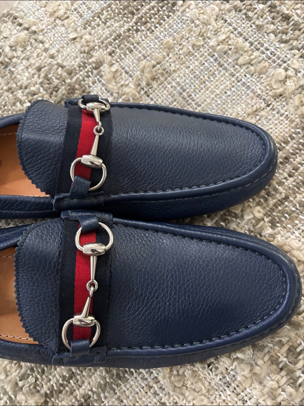 GUCCI Web Horsebit Driver
Moccasins Navy Leather Loafers Size 10.5 NWOT - Picture 5 of 17
